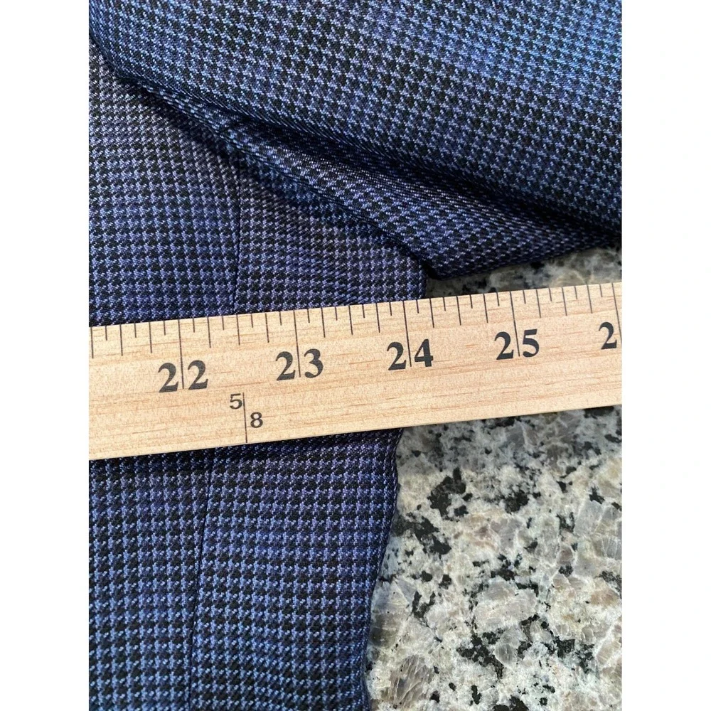 Dormeuil Dorsilk Mens 48 Blazer Silk Wool Navy Blue Micro Houndstooth Sport Coat